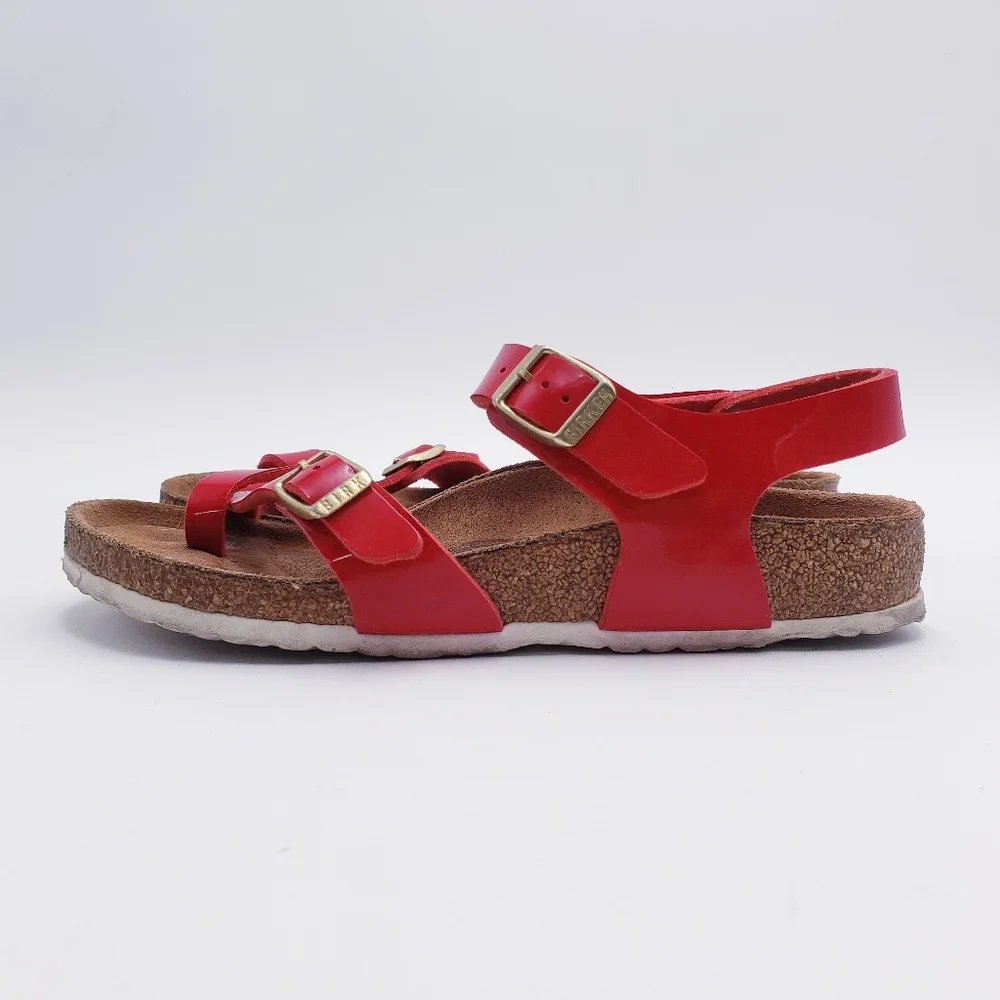 Birkenstock Kid's‎ Taormina Sandals Patent Red Birko-Flor Buckle Euro 34 US 3.5